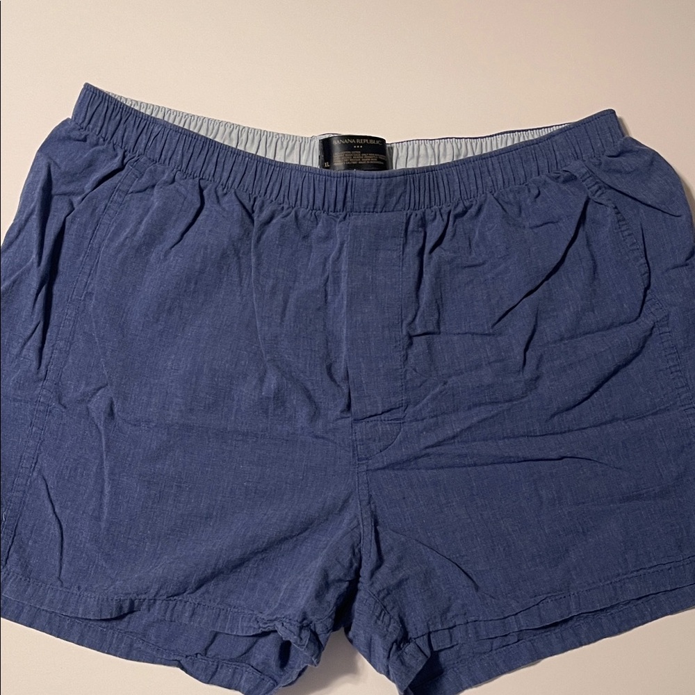 Banana Republic Blue Elastic-Waist Casual Boxer Shorts